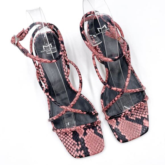 Marc Fisher Jared Sandals Pink Multi Snake Print Leather Ankle Strap Sz‎ 6.5 - Picture 3 of 11